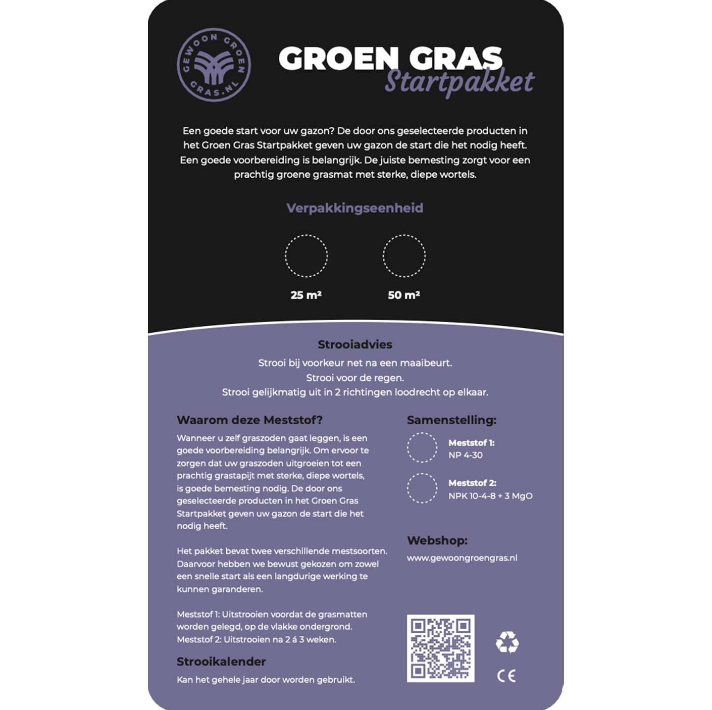 Groen gras startpakket etiket
