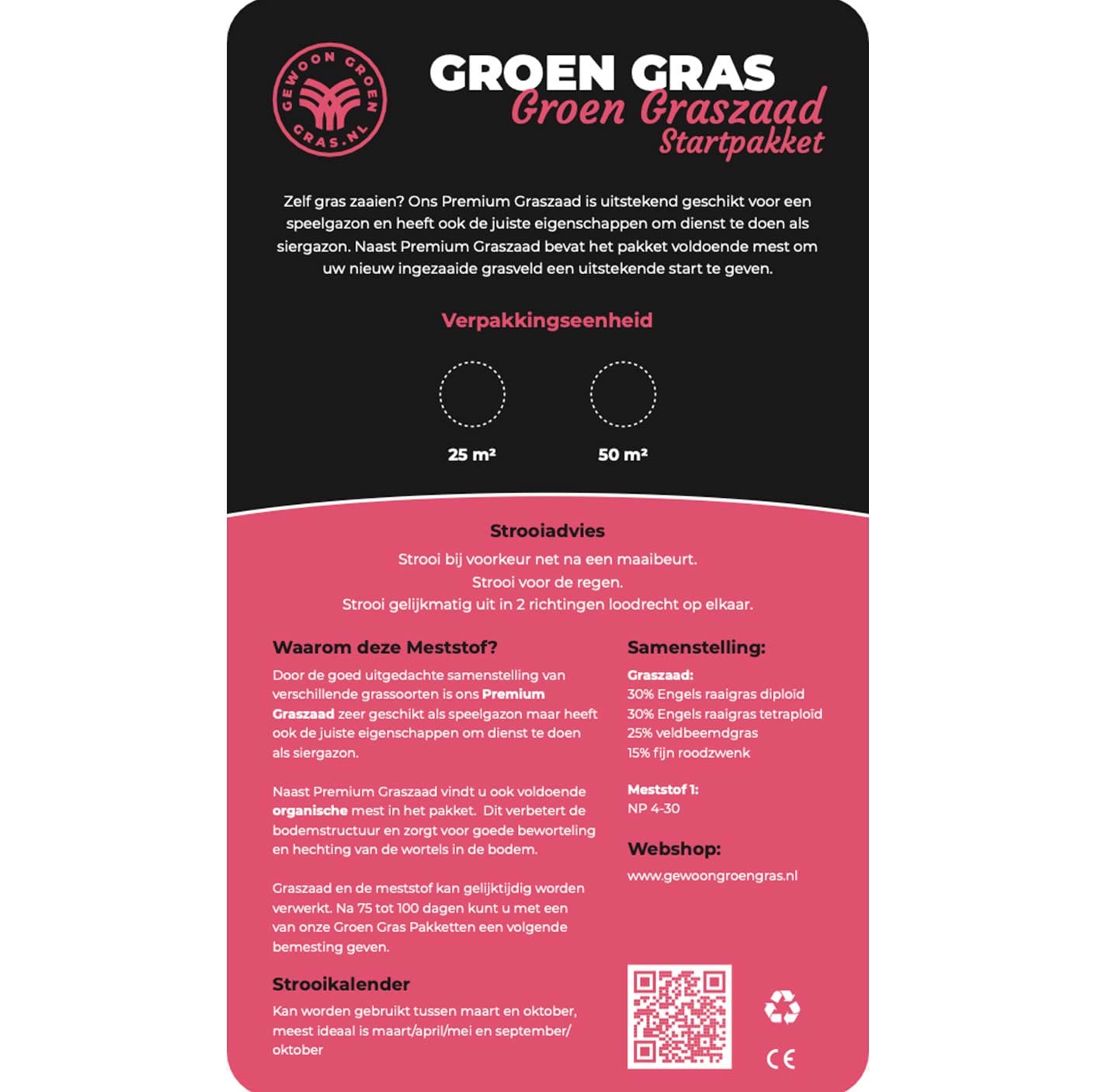 Groen Gras Groen graszaad startpakket etiket