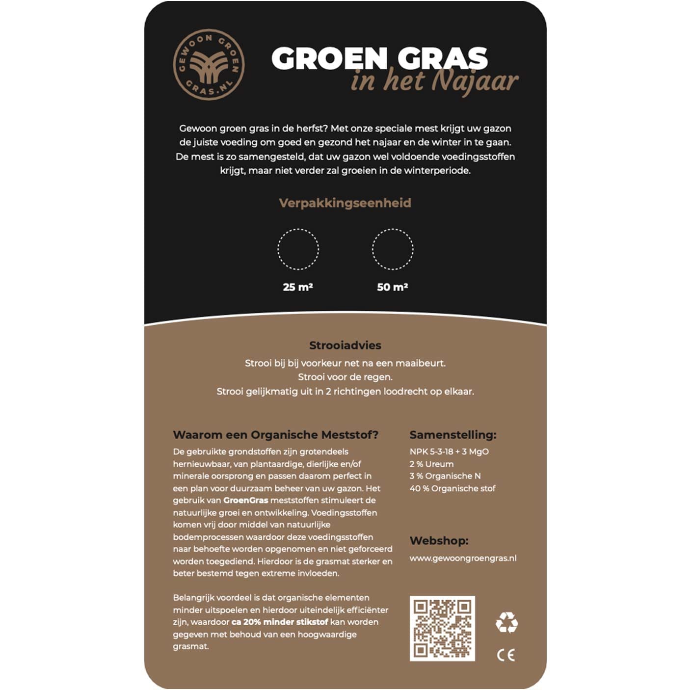 Groen gras in het najaar etiket