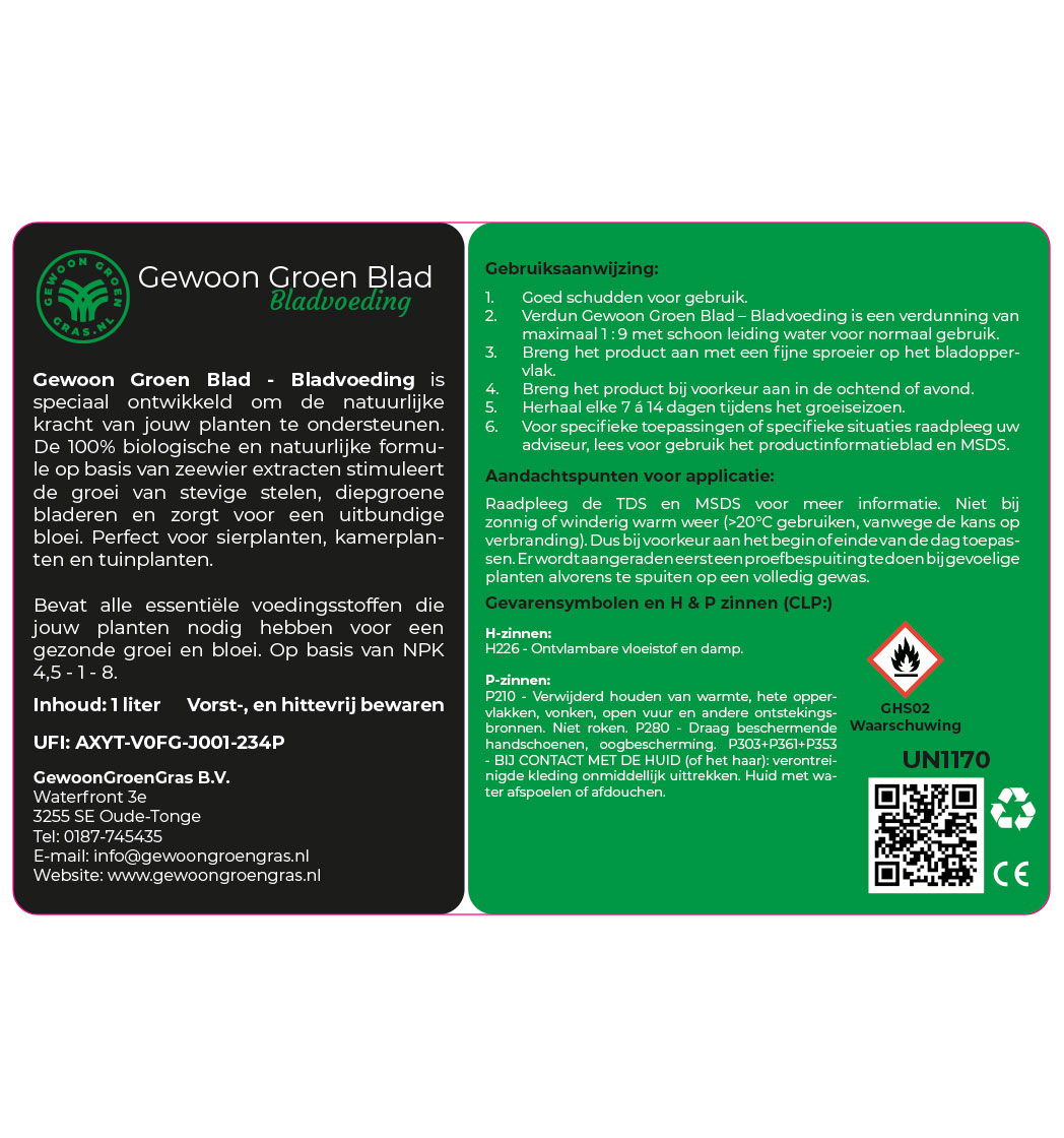 Gewoon Groen Blad - Bladvoeding etiket